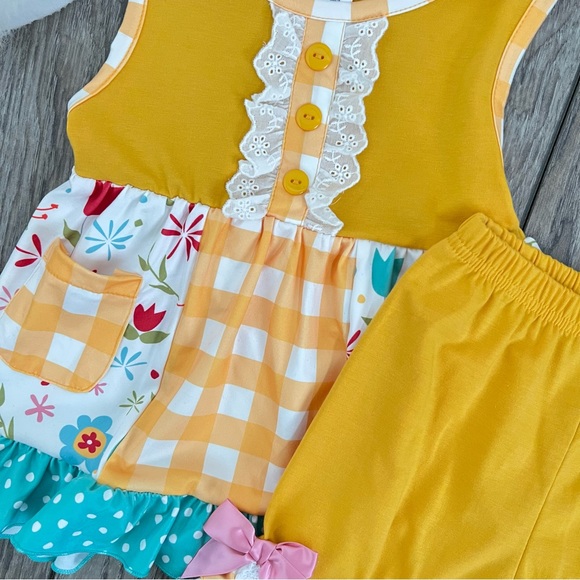 Yellow Floral Ruffle Outfit Set - Picture 3 of 3